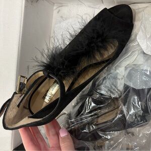 NWB**Elegant Black Feathered Women's Shoe